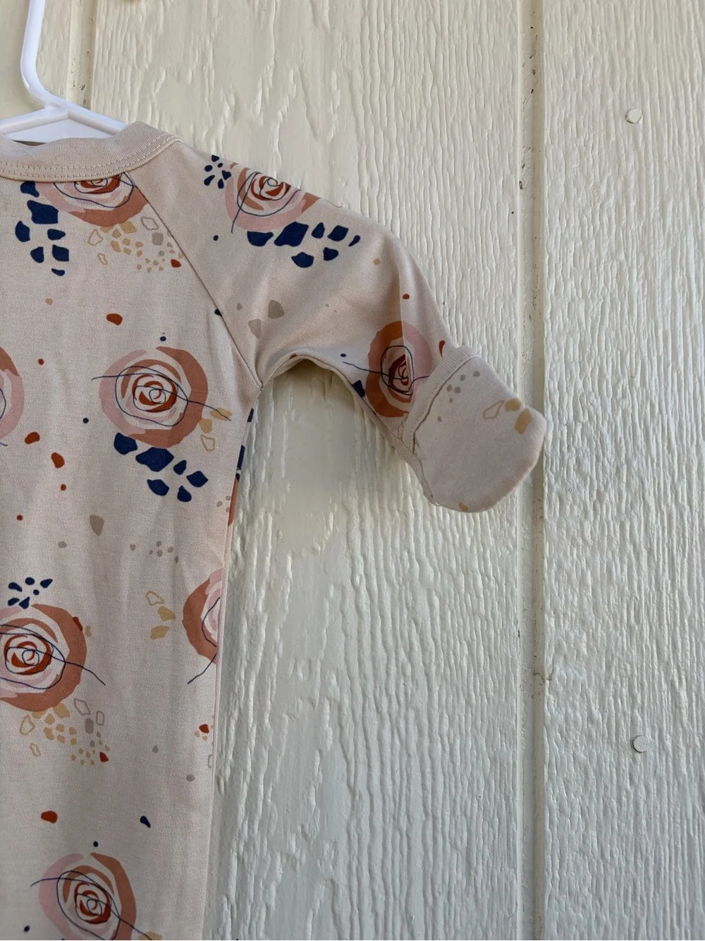 Kids Floral Sleep Gown - Cream with Rust Rose Print baby’s Girls Size NB